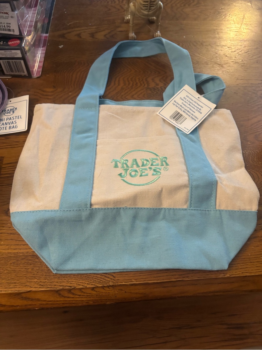 Trader Joe’s mini blue pastel tote nwt
